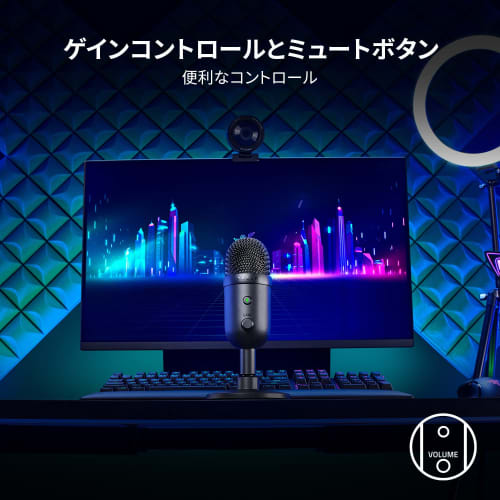 Razer Seiren V2 X USB 25mm Condenser Microphone with Supercardioid Pickup Pattern, Analog Gain Limiter, Microphone Monitoring, Gain/Mute Buttons, and