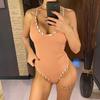 5 Colors V Neck Ribbed Cross Back One Piece Swimsuit Women Swimwear Female High Leg Cut Monokini Bather Bathing Suit Swim