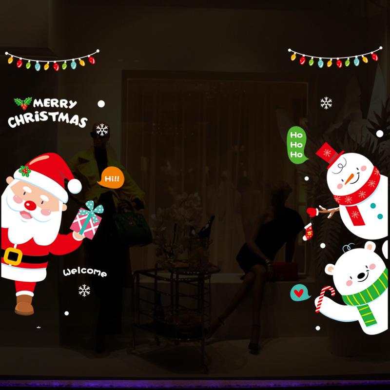 Christmas Stickers, Santa Claus Tree, Christmas Window Stickers, Party Window Display, Glass Stickers, Static Wall Stickers
