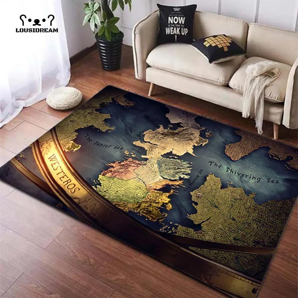 3D Middle Earth Map Large Carpet Rug for Home Living Room Bedroom Sofa Doormat Decor Vintage Fantasy Floor Mat for Library Study