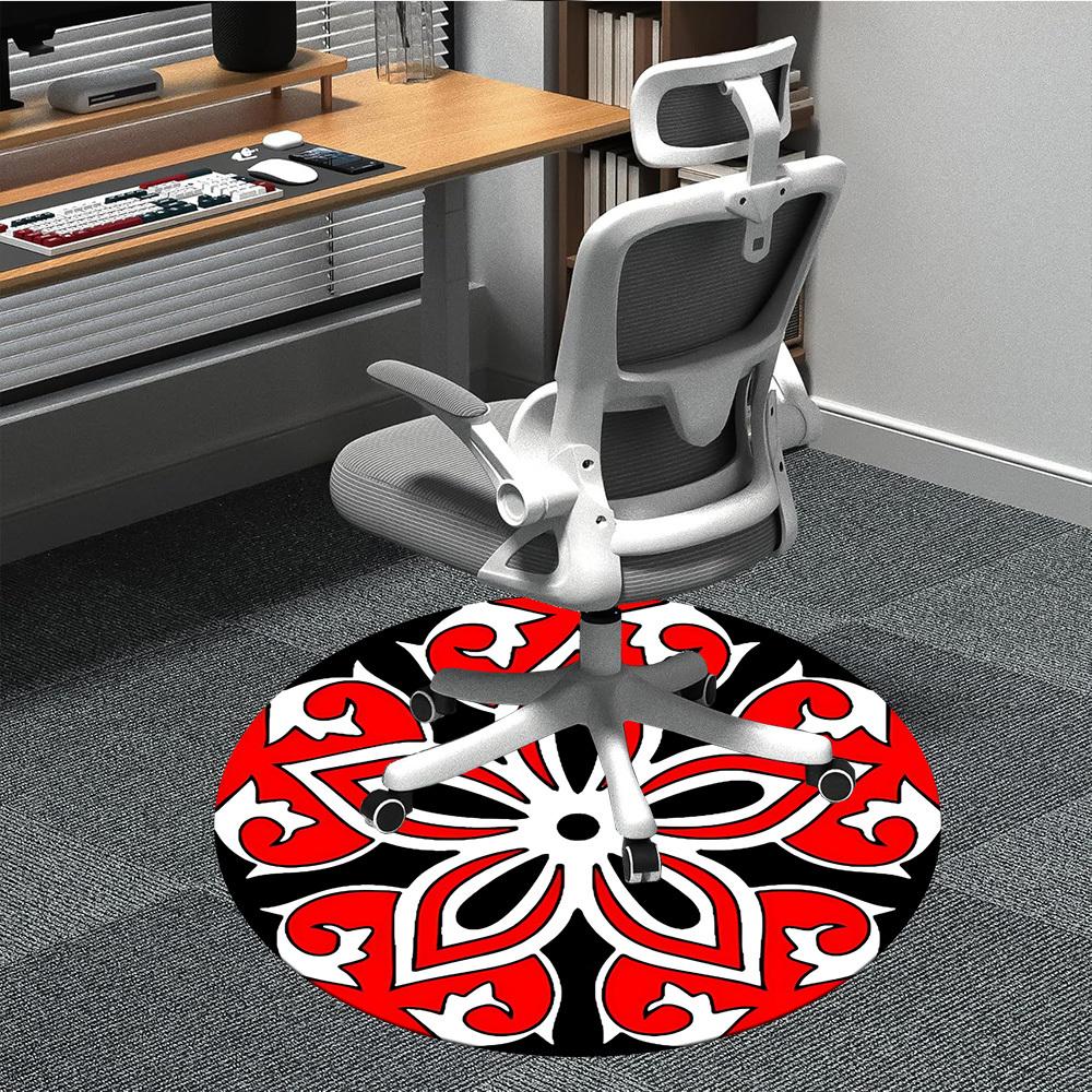 

1pc Red Floral Pattern Chair Carpet for Office Non-Slip, Machine Washable Rug for Office, Room - Holiday Decor, Machine Made yy251016165 80cm by 80cm