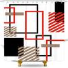 Abstract Geometric Shower Curtain Modern Minimalistic Black Red Lines Screen Aesthetic Square Shape Home Bathroom Bathtub Decor