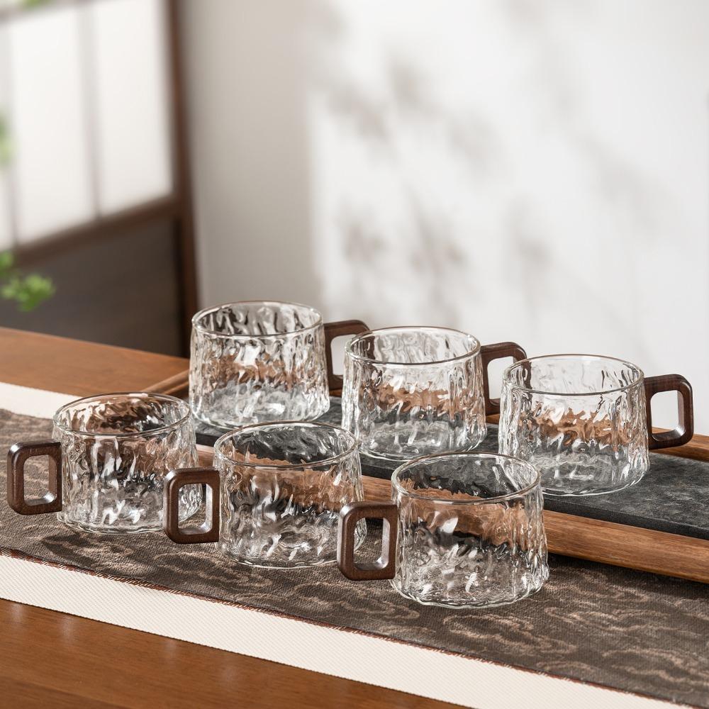 Glacier Pattern Glass Tea Cups High Temperature Resistant Water Cups Stylish Coffee Cups  Office