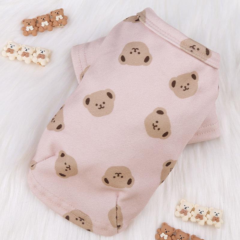 Dog Cat Clothes Autumn and Winter Bottoming Shirt Hemming Bear Multi-colored Double-sided Velvet Pet Clothes Small and Medium-sized Products