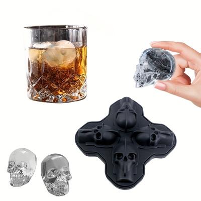 4 Fack Skalleform Isbricka Form Skalle Istillverkare Svart Skalle Silikonbricka Halloween Silikonformar för Juice Drycker