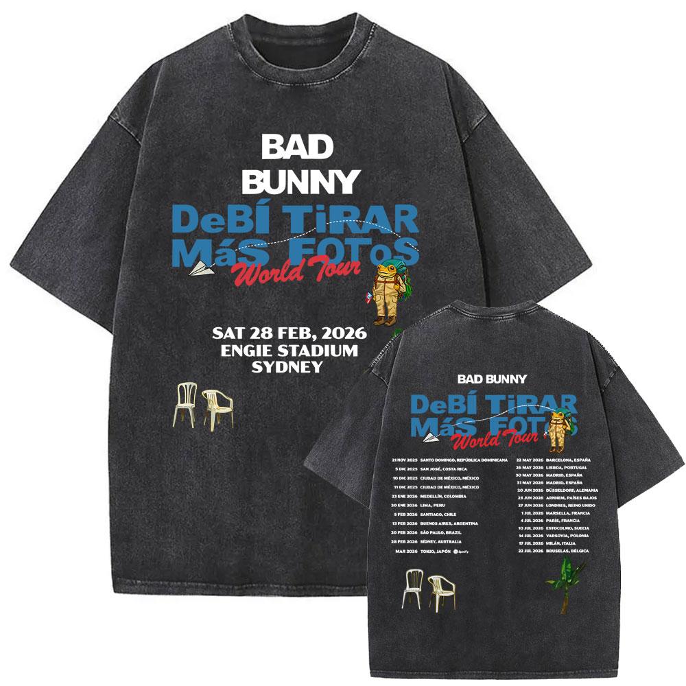 Washed Vintage Rapper Bad Bunny Un Verano Sin Ti Album Graphic Tshirt Men Women Hip Hop Fashion Pop Music T Shirts Streetwear