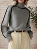 Herbst Winter Rollkragen Gestreifter Strickpullover Damen Lockerer Pullover