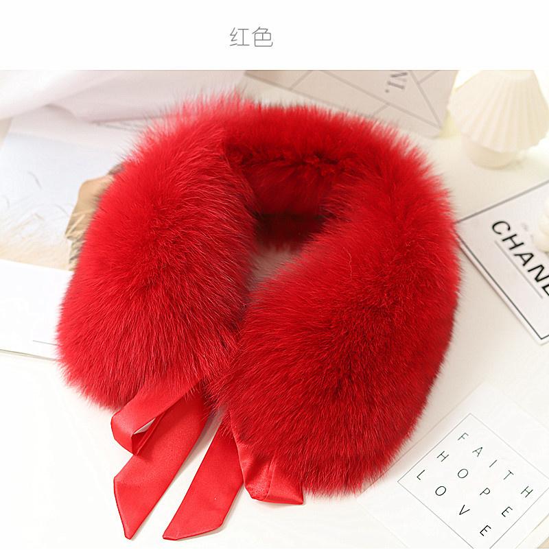 Fox Fur Collar Ladies Winter Furry Fur Collar Women Real Fox Fur Scarf Women Fox Fur Square Collar Short Scarf Shawl Winter