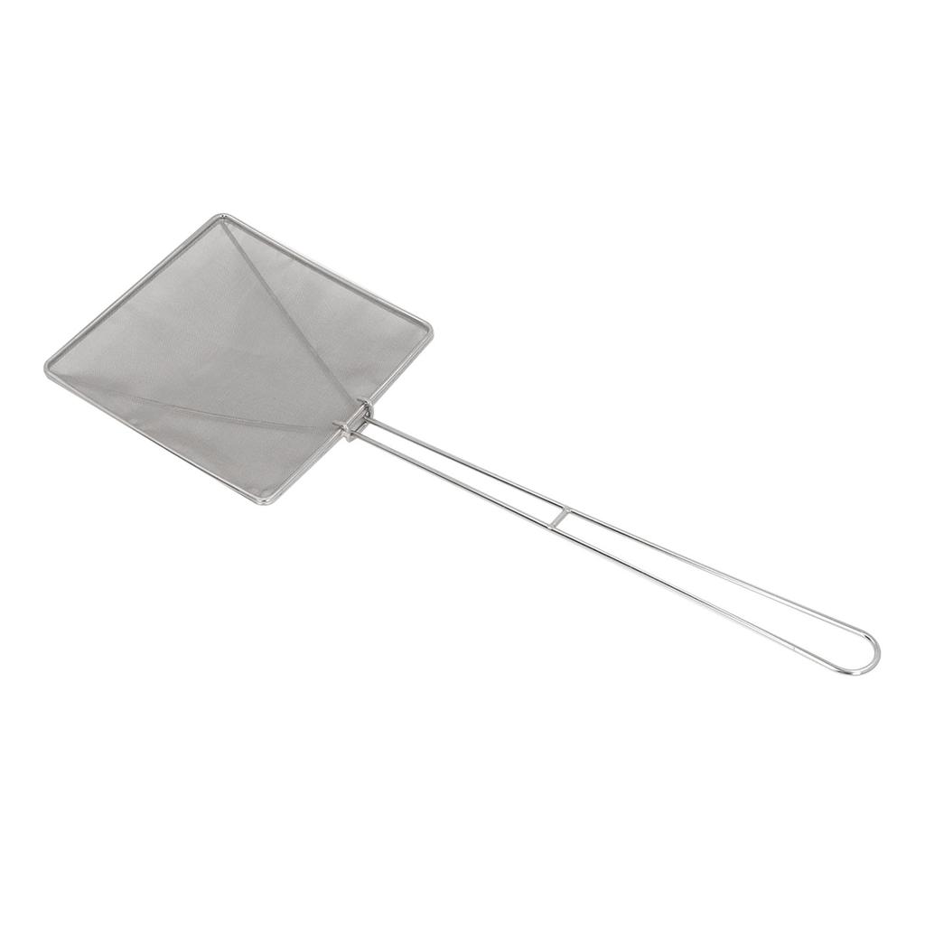 Oil Residue Shovel Strainer 304 Stainless Steel Square Fine Mesh Wok Skimmer Slotted Spoon for Cooking Frying Oil