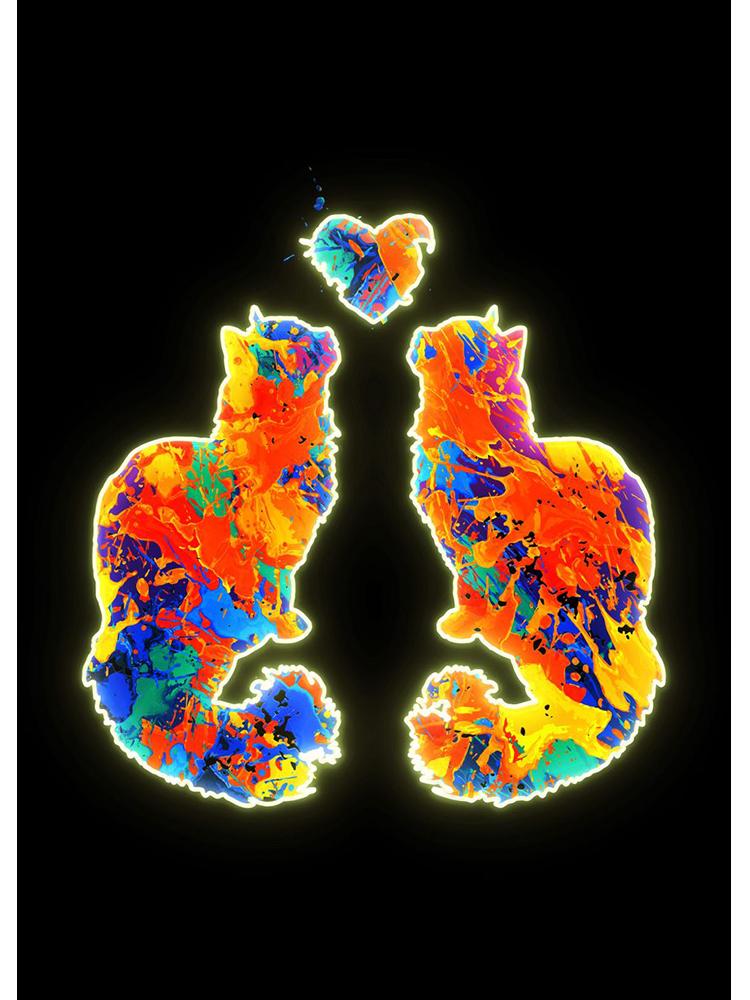 Neon-Design, niedliche Tiere, Poster, Leinwandgemälde, Flamingo, Hirsch, Giraffe, Katzen, Wand-Kunstdruck an der Wand, modernes Kinderzimmer-Dekor