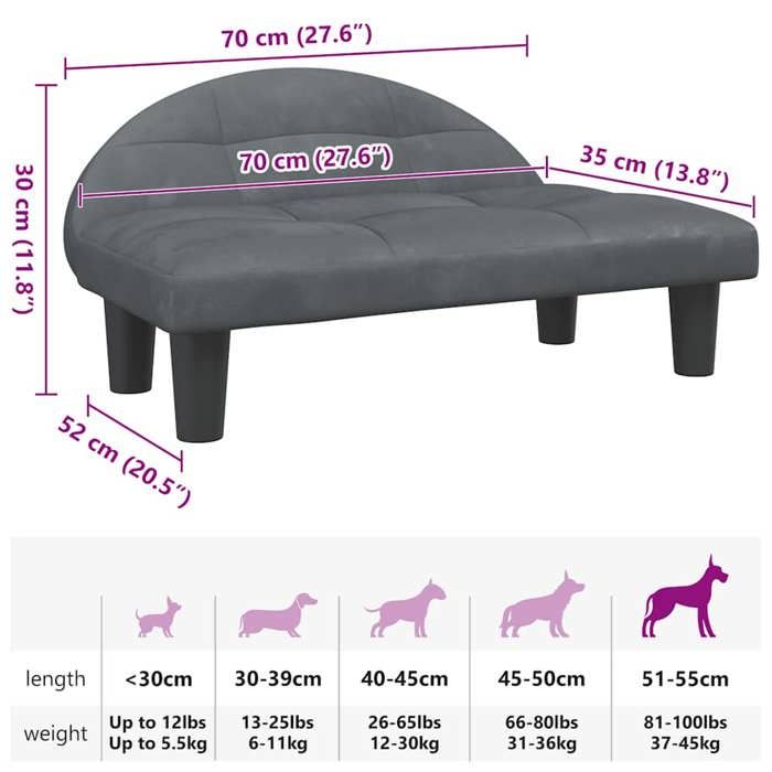 VidaXL Dog Bed, Pet Sofa with Wooden Frame, Basket for Puppies Indoor House, Dark Grey 171940
