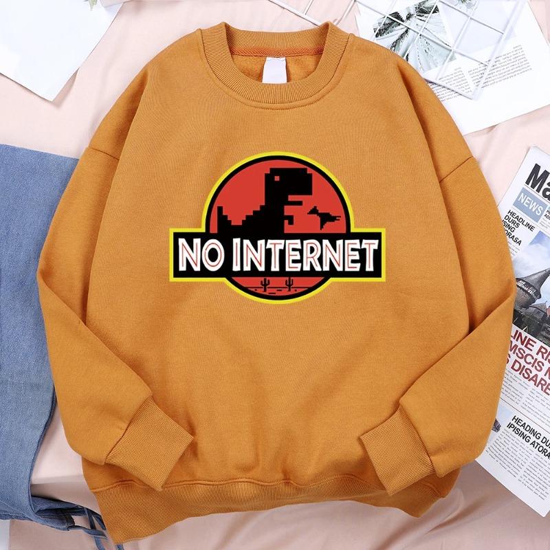 Kein Internet Lustiger Kleiner Dinosaurier Hoodie Herren Herbst Fleece Sportbekleidung Bequemer Persönlichkeits-Hoodie Locker Fleece-Kleidung Pullover & Lange Ärmel Herren