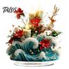 Retro Christmas House Centerpieces Acrylic Table Decoration, Double-sided Winter Snow Village/Candle/Teapot Ornament European Style Ornaments