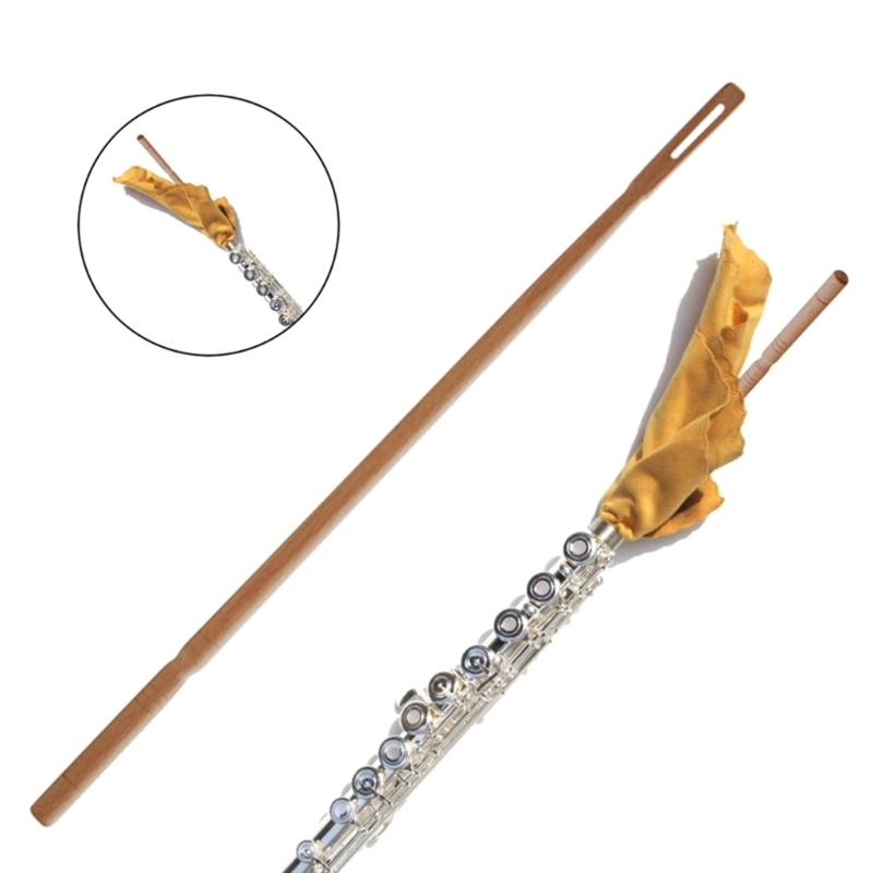Flute Cleaning Rod with Black Cleaning Cloth Sets Flute Piccolo Cleaning Swabs