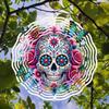 Metal Wind Chime with Rose Skull Butterfly Design for Indoor Outdoor Garden Decor Christmas Thanksgiving Holiday Hanging Ornament