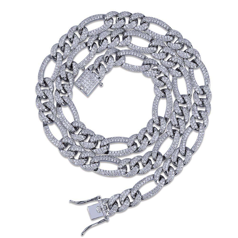 Hip-hop European American Style Figaro Necklace Zircon Iron Inlaid Zirconium Trendy Men's Bracelet Exclusively Cross-border