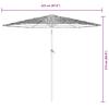 White Sun Umbrella with Steel Pole 223 x 223 x 213 cm