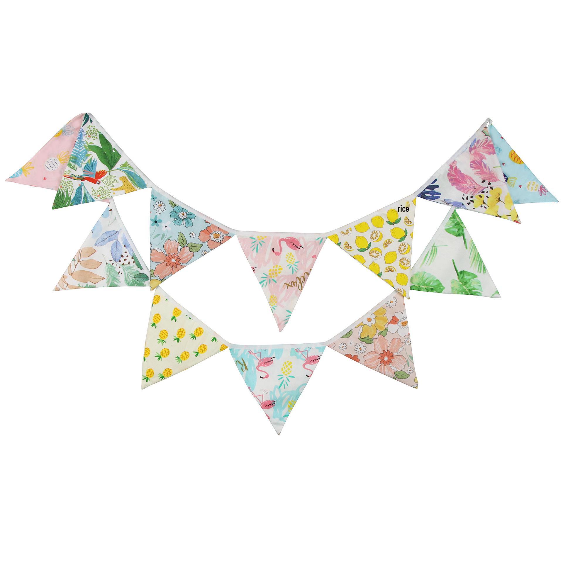 Hawaiian Tropical Cotton Triangle String Flags for Camping, Photography, Weddings, and Decor