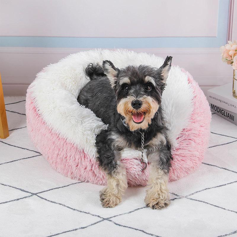Winter Plush Two-color Doghouse Round Cat Nest Sleeping Comfort Pet Nest Plush Non-slip Nest
