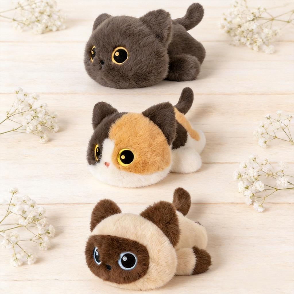 Süßes Flauschiges Katzen Plüschtier Weiches Kuscheltier Kätzchen Plüschtier Kuschelige Katze Puppe für Kinder Erwachsene Weihnachten Geburtstag Geschenk Heimdekoration