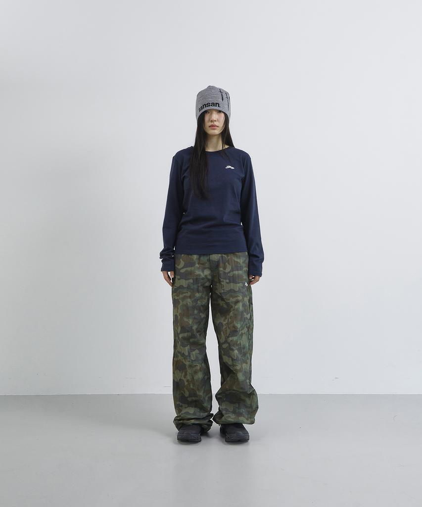 Tansanmageunesyum Nylon Wide Studded Cargo Pants (Camo Khaki)