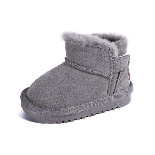 Winter  Baby Snow Boots Leather Thick Plush Warm Toddler Kids Shoes  Little Girls Boys Boots EU 15-25
