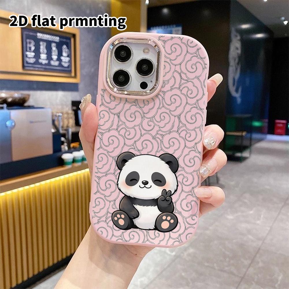 Phone Case: 2D Flat Design Suitable for iPhone 18 17 16 15 14 13 Pro Protective Case, Couple Style, Bigger Panda, Christmas and Halloween Gifts