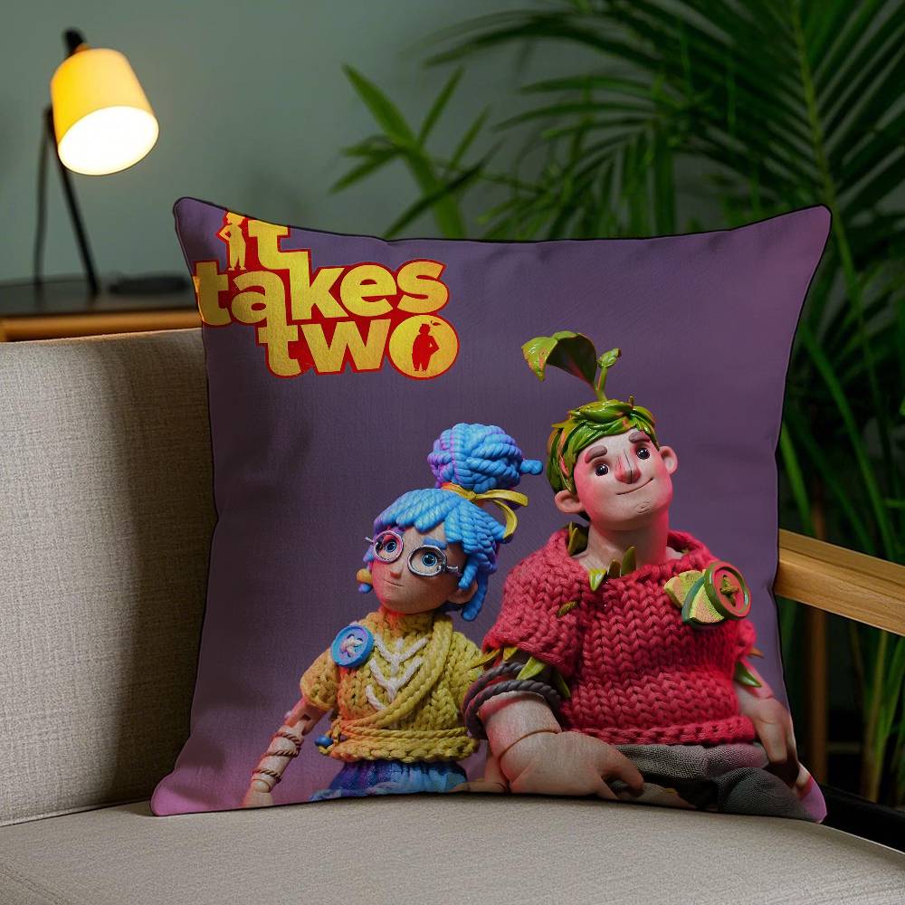 Kissenbezug Spiel It T-Takes Two Sofa Kurzer Plüsch Doppelseitiger HD-Druck Zimmer Home Office Geschenk Kissenhülle