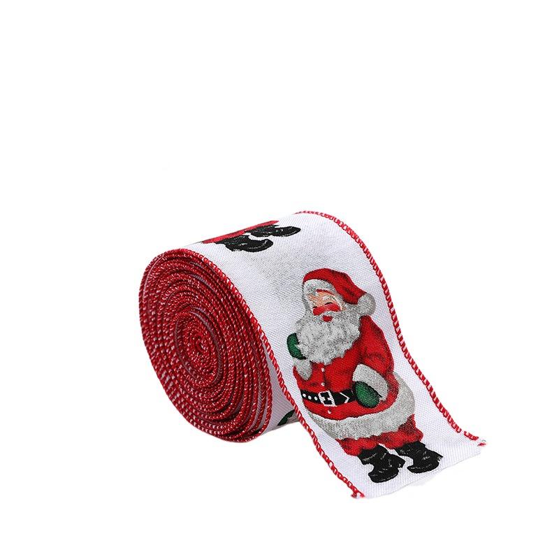 Xmas Gift Wrap Ribbon Tree Printed Bouquet Ribbon Hand Knitting Gift Box Packing Strap Party Decor