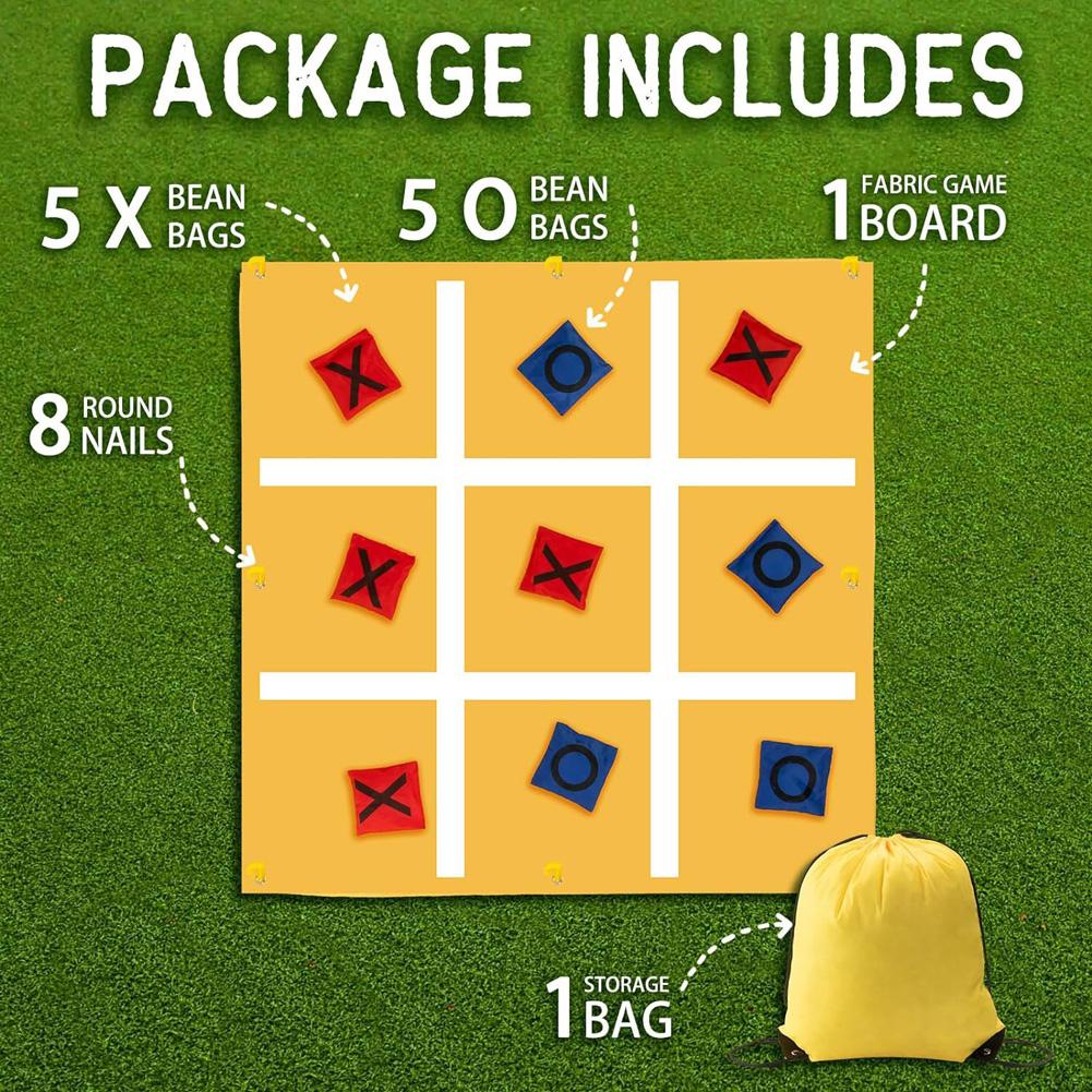 Tic Tac Toe Outdoor Game For Kids Yard Games Set With 10 X And O Bean Bags 8 Ground Spikes Drawstring Storage Bag For Outdoor