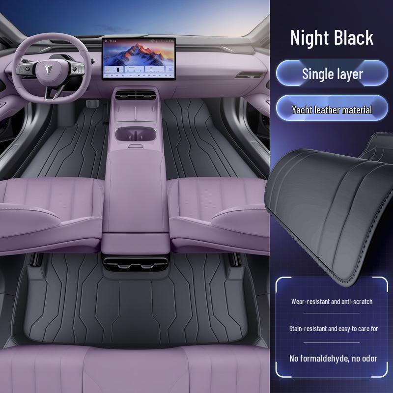 Dark Blue L06 Full Coverage Floor Mats Set for 2025 Car Interior Modification