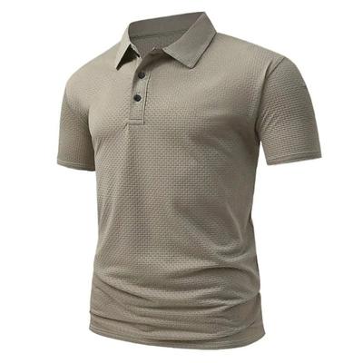 Summer New Men's Jacquard Polo Shirt Breathable Cool Feeling Short-sleeved Tees Lightweight Fashion Cozy Casual Button Tops