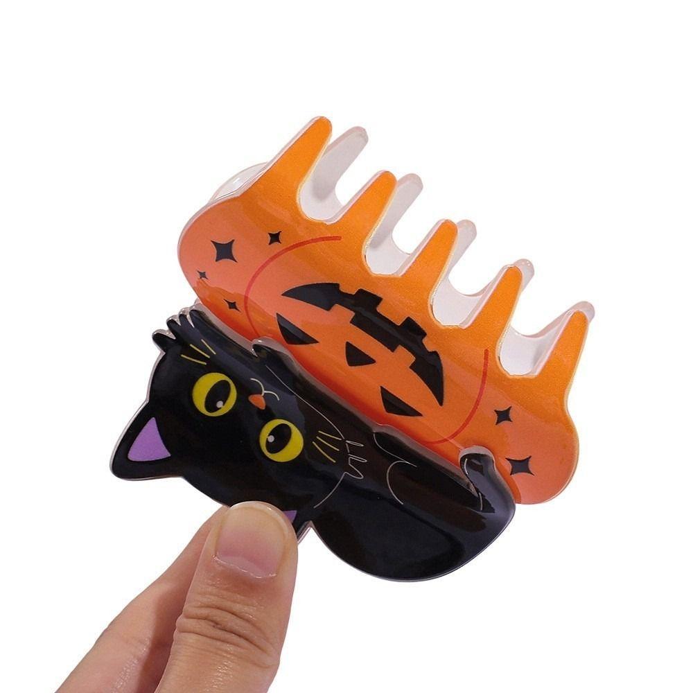 Non Slip Pumpkin Shark Clip Cute Animal Black Cat Hair Claw Halloween Hair Claw Theme Party