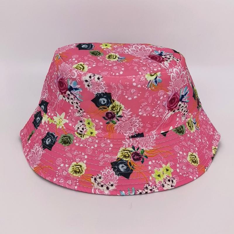 Bucket hat female European and American plants flower print pot hat summer student outdoor sunshade sun protection hat male trendy hat