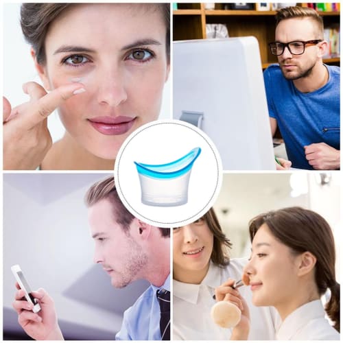 Set of 4 Silicone Eyewash Cups, 10ml Clear, Graduated, Washable, Reusable, Hypoallergenic, Blue