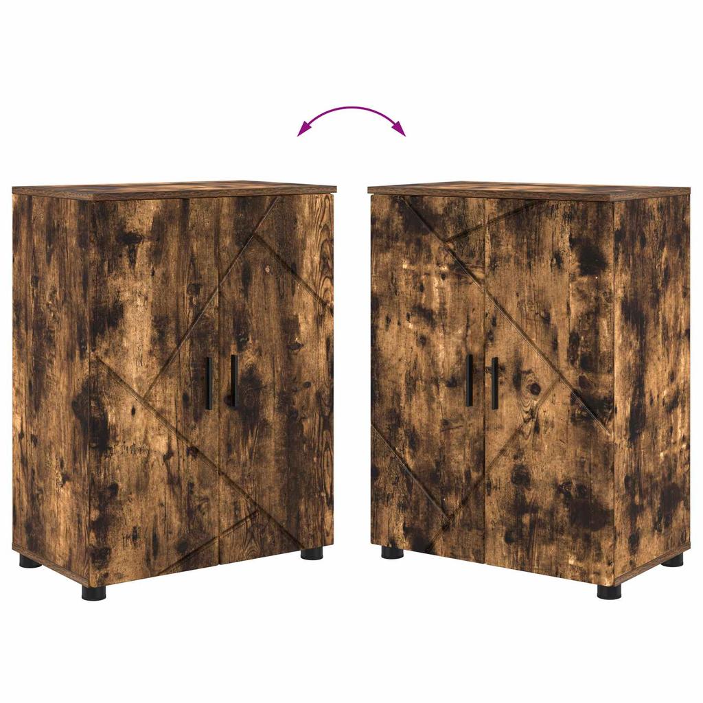 Bathroom Cabinet with Door Smoked Oak 60 X 35 X 80 Cm