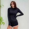 2 Pcs/Set Unisex Swimsuit Quick-drying Breathable Soft Leaf Print O Neck Long Sleeves Wetsuit Pockets Couple Surfing Clothes Diving Bathing Suit