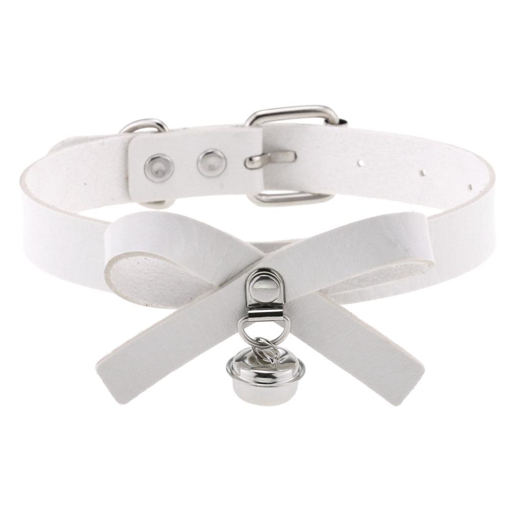 DIEZI Harajuku Bílý PU Kožený Kroužkový Choker Náhrdelník Pro Ženy Muže Vintage Gotický Hip Hope Nastavitelný Límcový Náhrdelník Šperky
