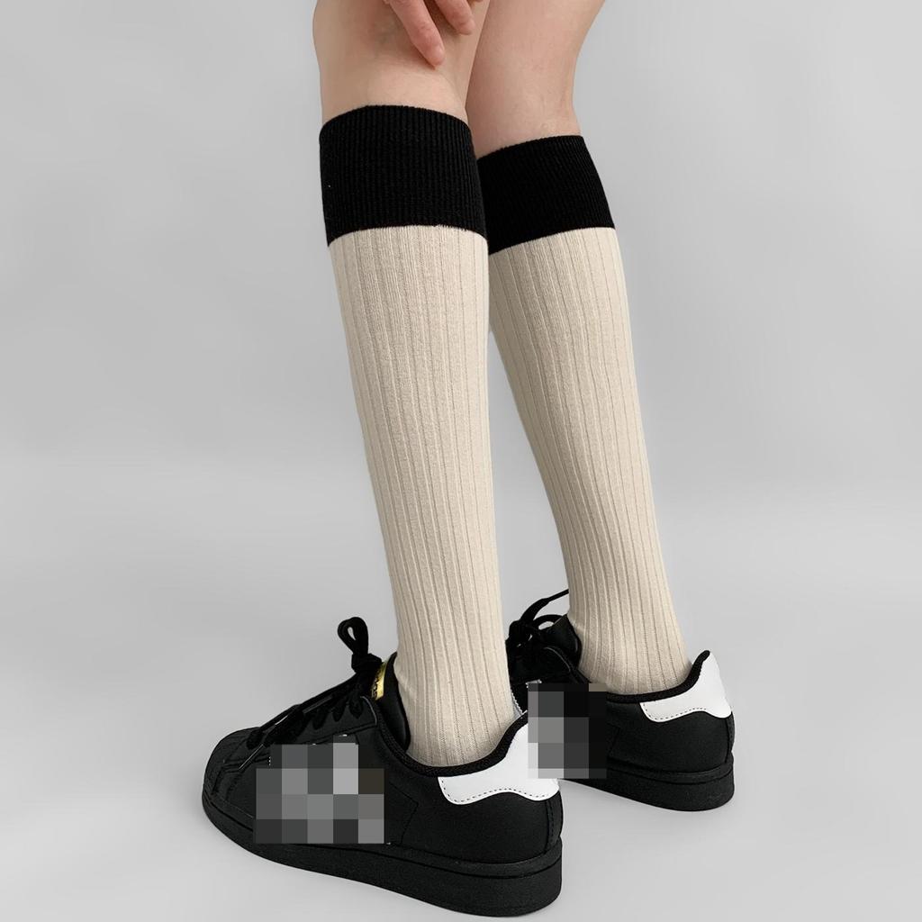 Women's Stockings Color Matching Knitted Cotton Long Socks Stockings Women JK Japanese Fashion School Girls Knee Socks Stockings