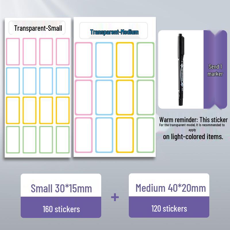 Waterproof Transparent Adhesive Name Stickers - Colorful and Self-Adhesive Labels