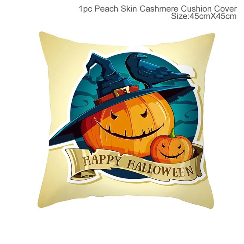 Halloween Cushion Cover Pumpkin Bat Wizard Ghost Halloween Home Decor Pillowcase Ornament Horror Halloween Party Gift 45x45cm