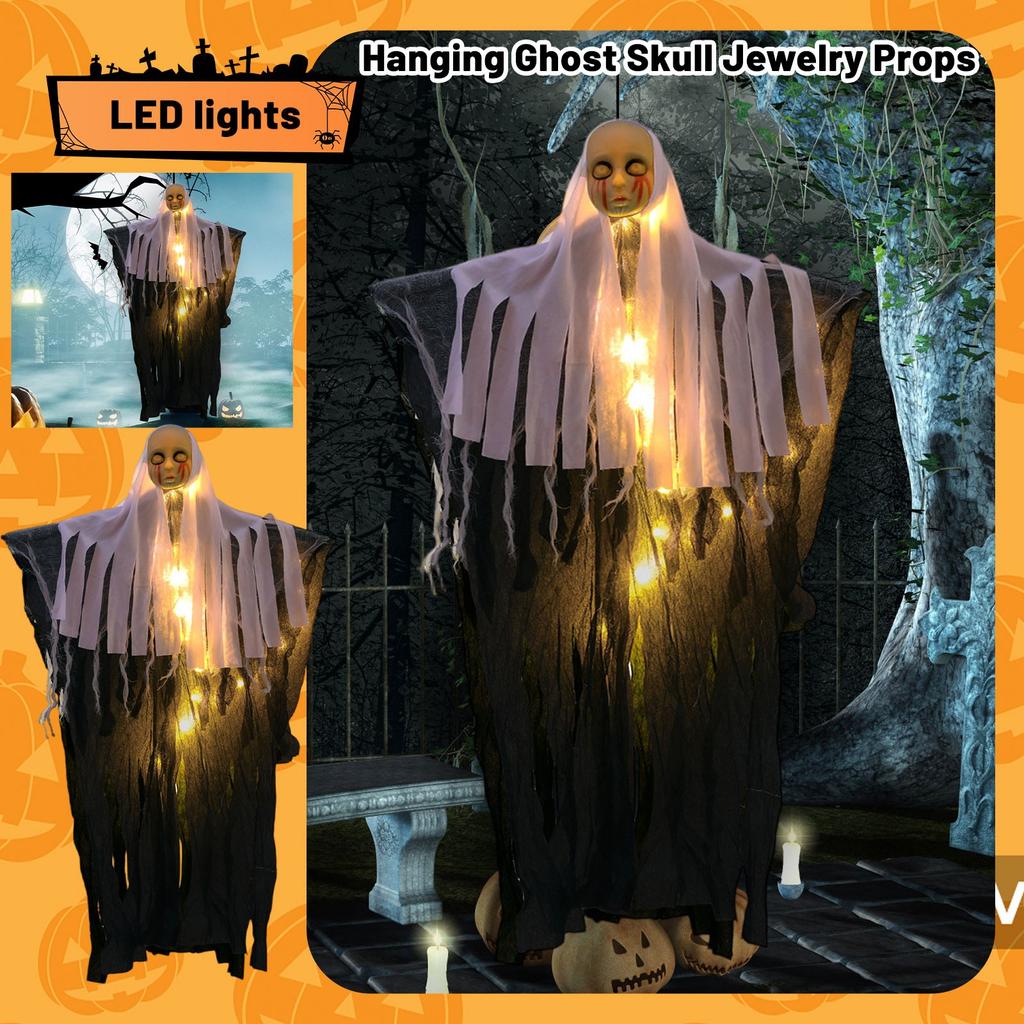 LED Halloween Hanging Skeleton Atmosphere Decoration Props