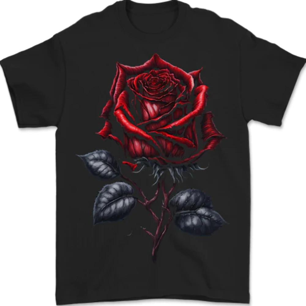 A Gothic Rose Goth Mens T-Shirt 100% Cotton XL