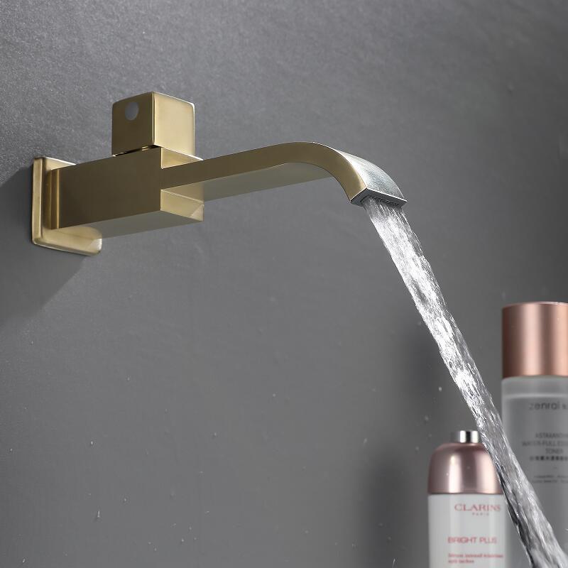 Tuqiu Basin Faucet Only Cold Brushed Gold Bathroom Faucet In-Wall Bathroo Faucet  Bathroom Sink Tap Basin Mixer Tap Set