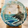 Beach House Decor Lighthouse Sea Glass Art Wall Ornament, Hand Assembled Shells And Tumbled Housewarming Gift for Decor, Style Decorative Hanging