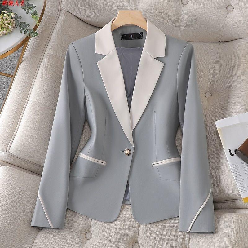 Fashionable and Age-reducing Beige Small Suit Jacket for Women Spring and Autumn New Style Short Casual and Versatile Small Suit