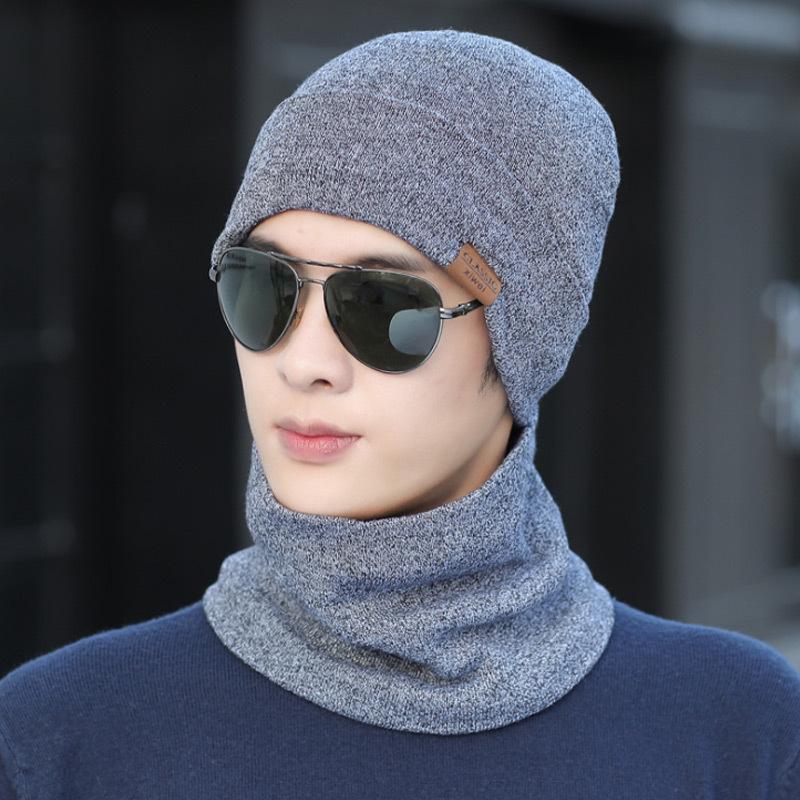 Men's Thick Plush Wool Winter Hat: Korean-Style, Warm Knit for Outdoors & Cycling