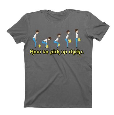 Wie man CHICKS aufreißt Baumwoll-T-Shirt Herrenpassform Erwachsenenhumor Slogan Lustig