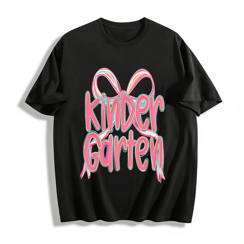 

Cute Bow Kinder Garten Themed Girls Printed T-Shirt Pure cotton T-shirt XXS
