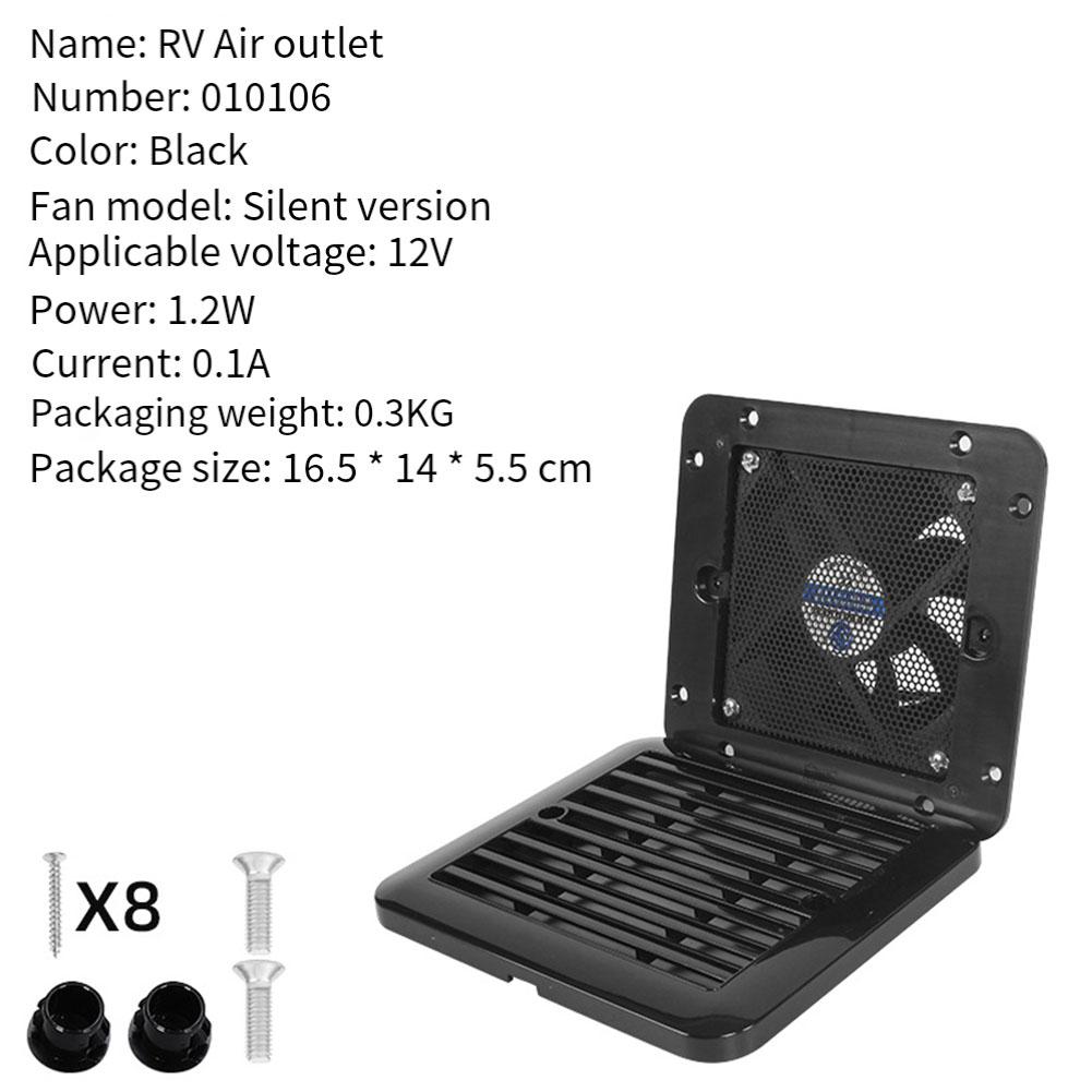 

1pc RVSideMountedAir Outlet Exhaust Fan Exhaust Vent Fan Whisper-Quiet 1.2W RV Cooling Fan For RVs Trailers Caravans чорний